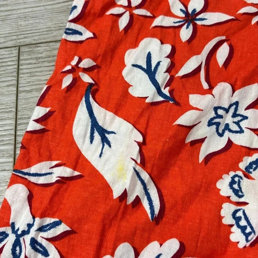 Zara Linen Blend Floral Printed Pants Trousers High Rise Wide Leg Size Small